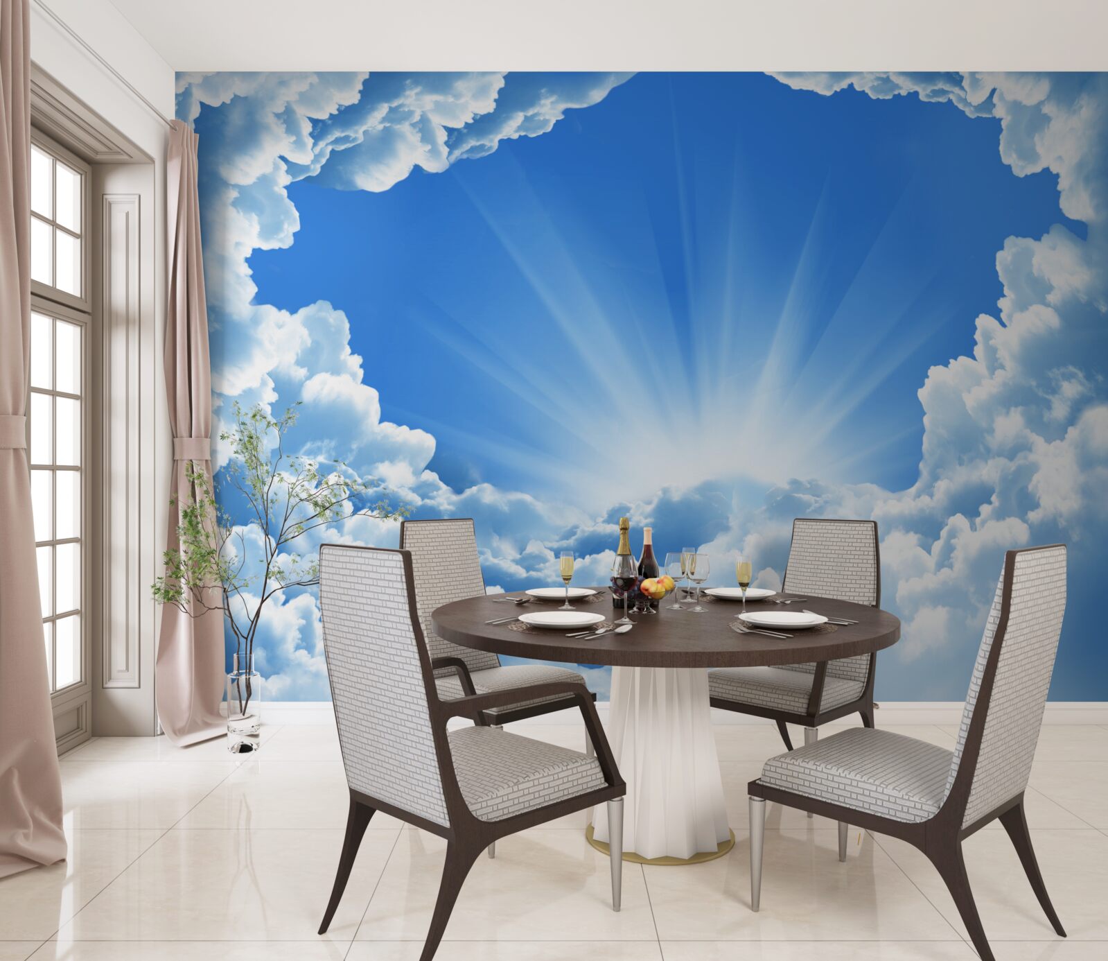 Фотошпалери ранкові зорі за хмарами