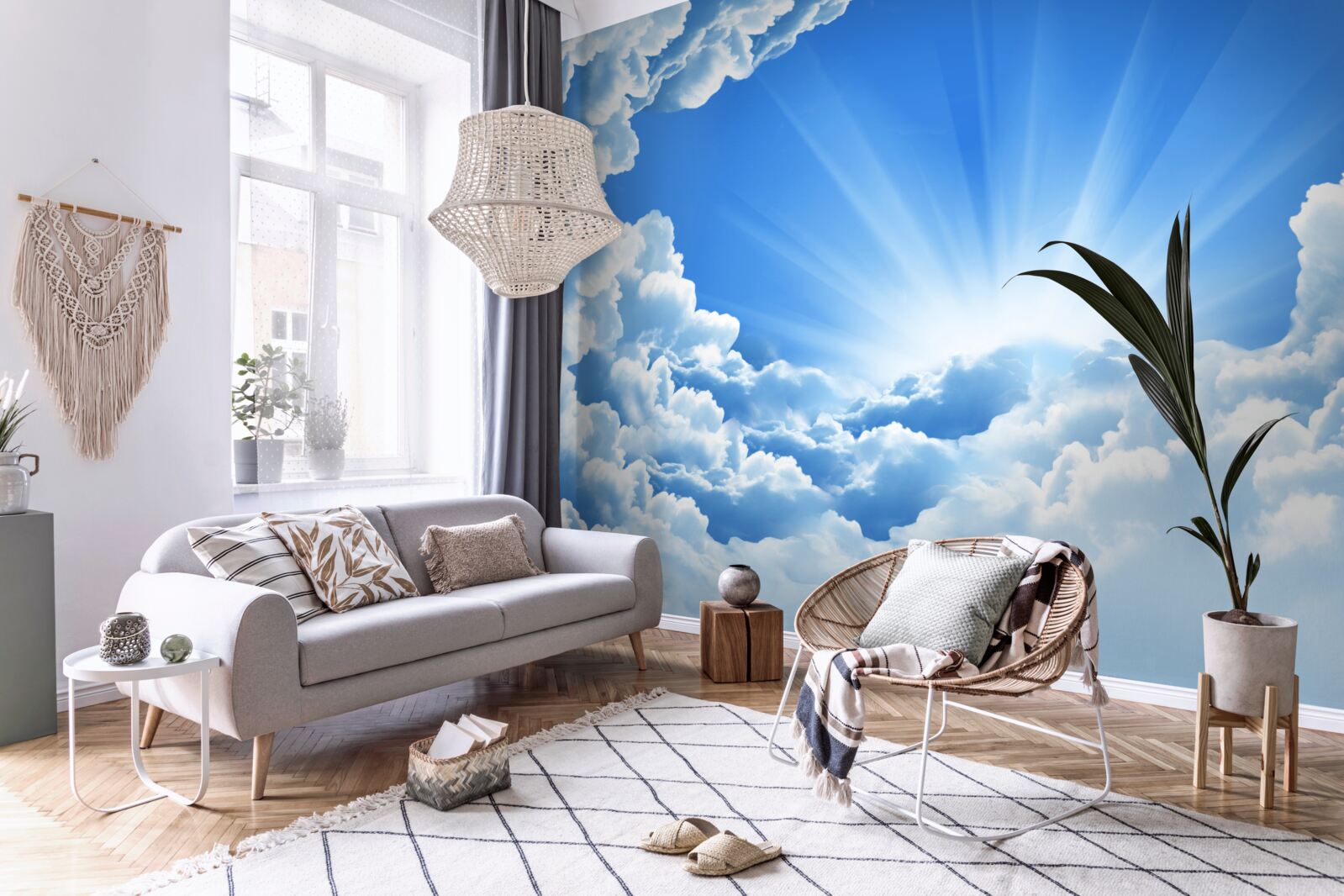 Фотошпалери ранкові зорі за хмарами