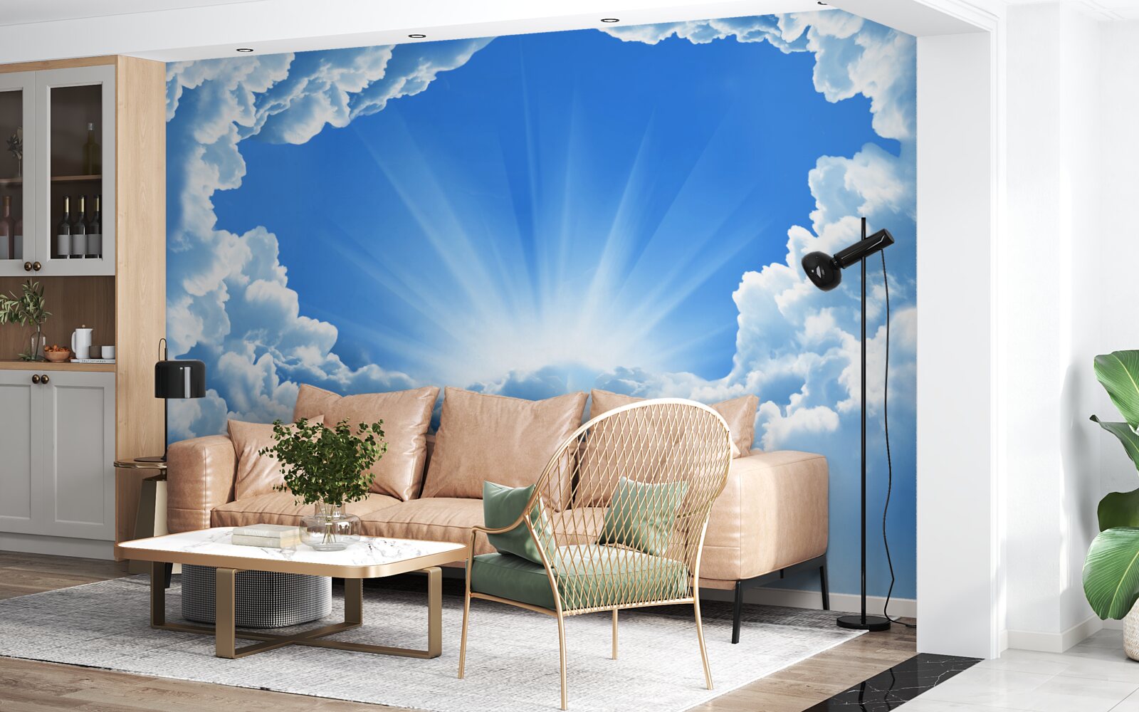 Фотошпалери ранкові зорі за хмарами