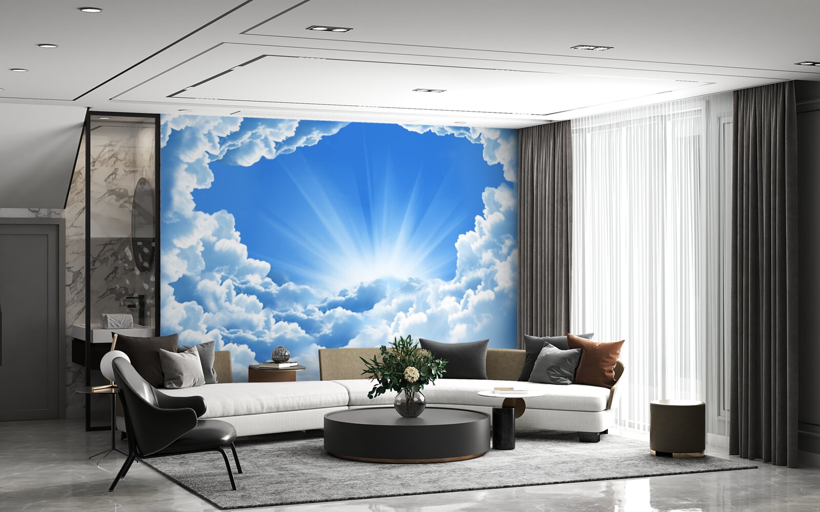 Фотошпалери ранкові зорі за хмарами