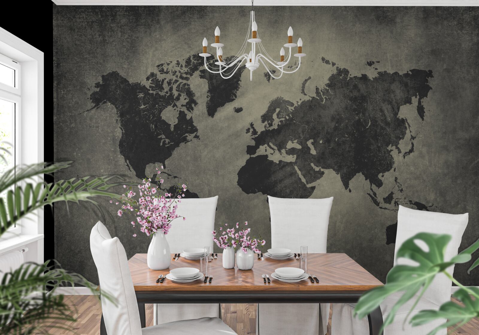 Фотошпалери силуети країн на бетонній стіні