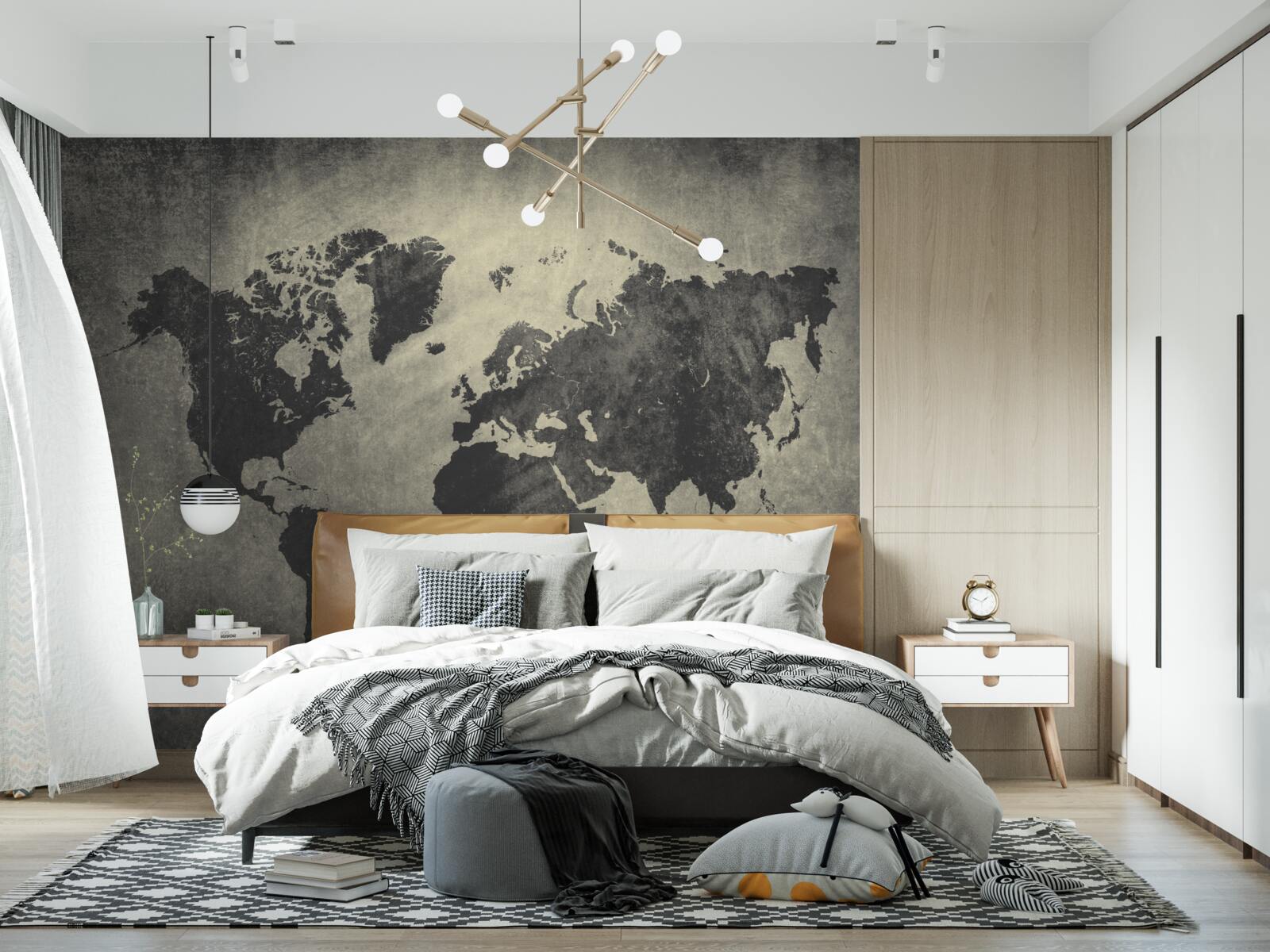 Фотошпалери силуети країн на бетонній стіні