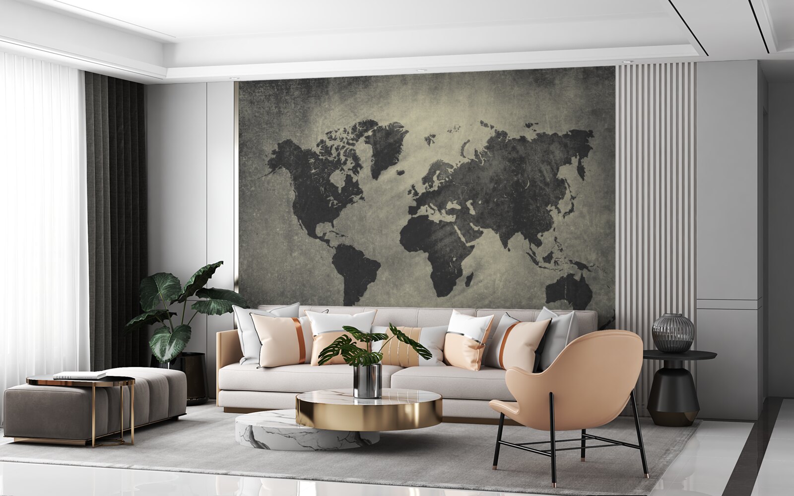 Фотошпалери силуети країн на бетонній стіні