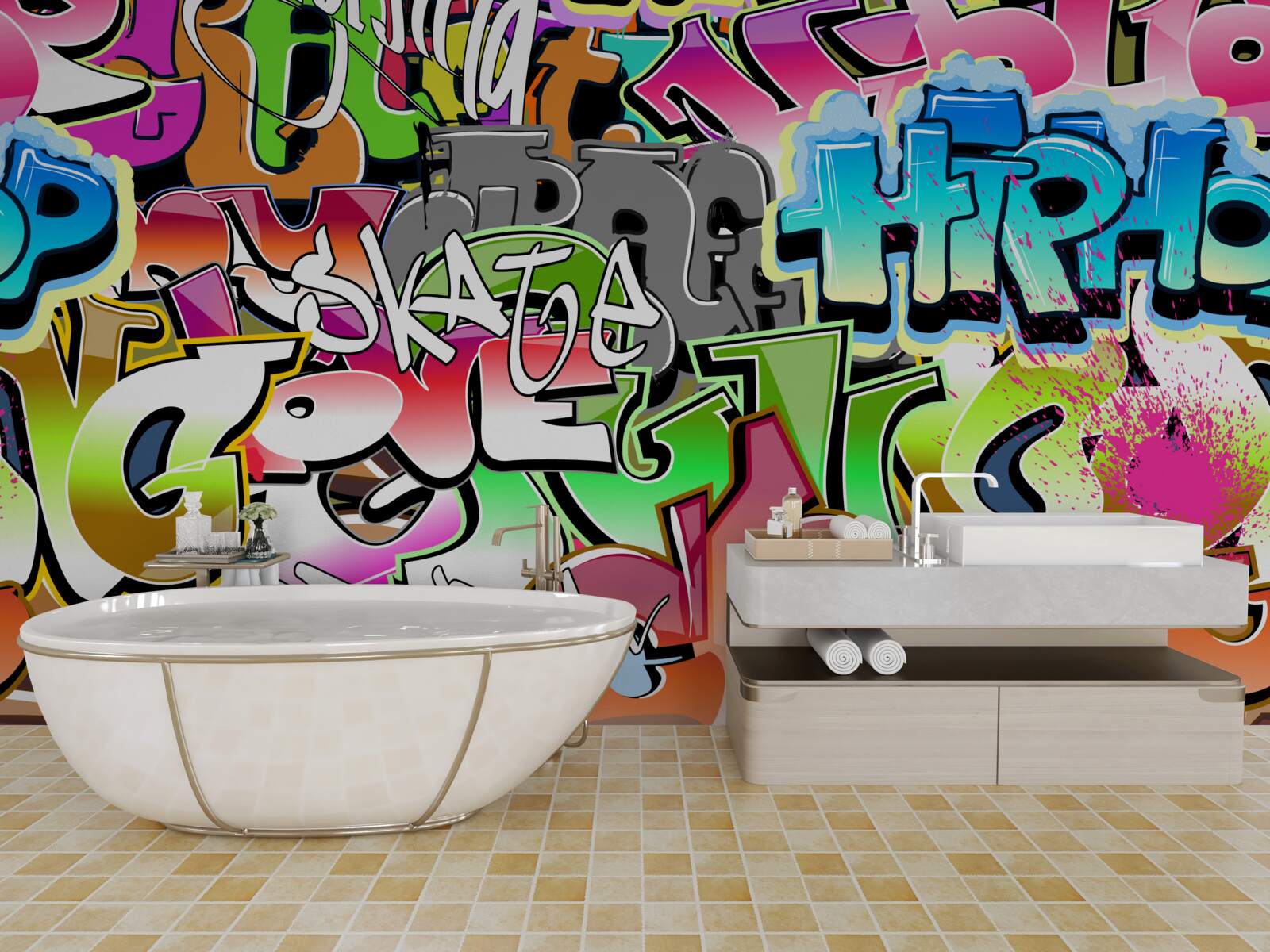 Фотошпалери привабливі графіті з яскравими написами