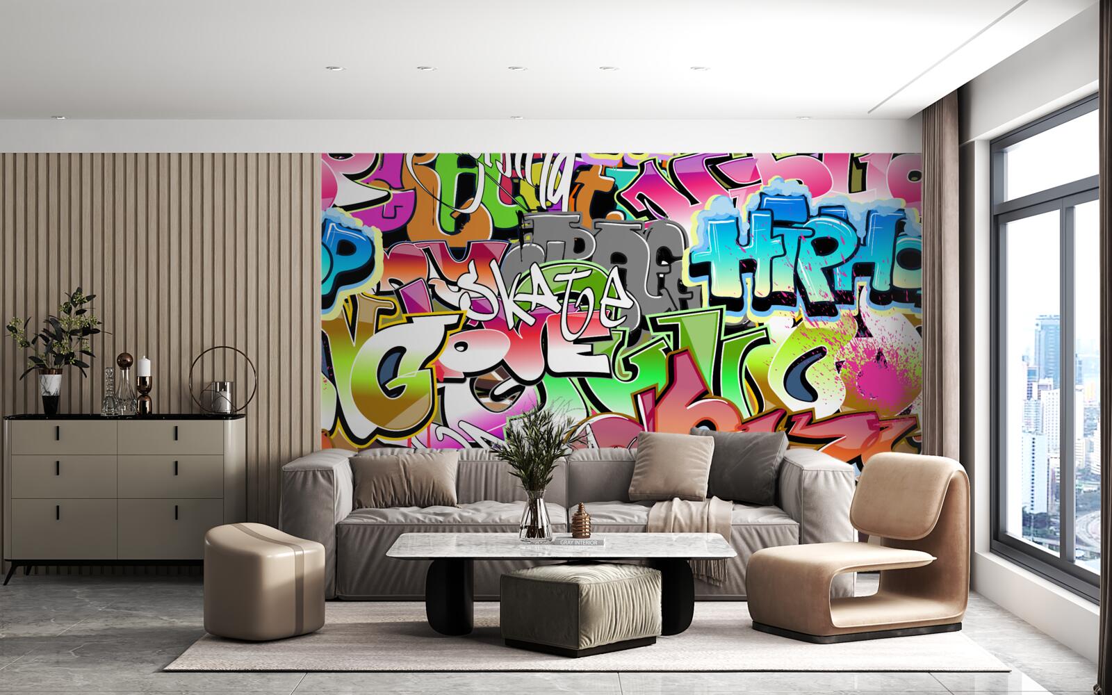 Фотошпалери привабливі графіті з яскравими написами