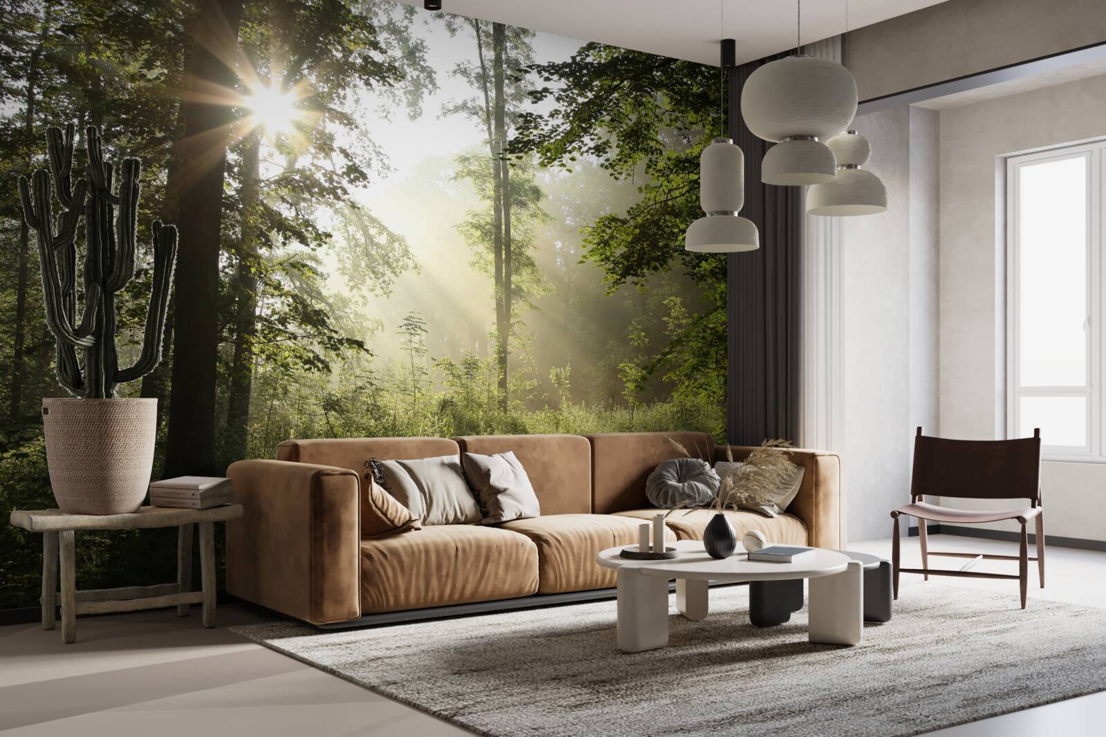 Фотошпалери сонячні промені відбивають нічну прохолоду від дерев