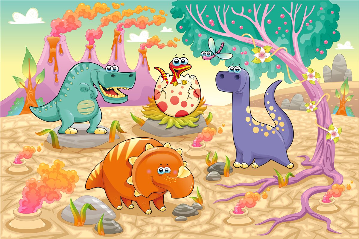 Фотошпалери динозаври на галявині