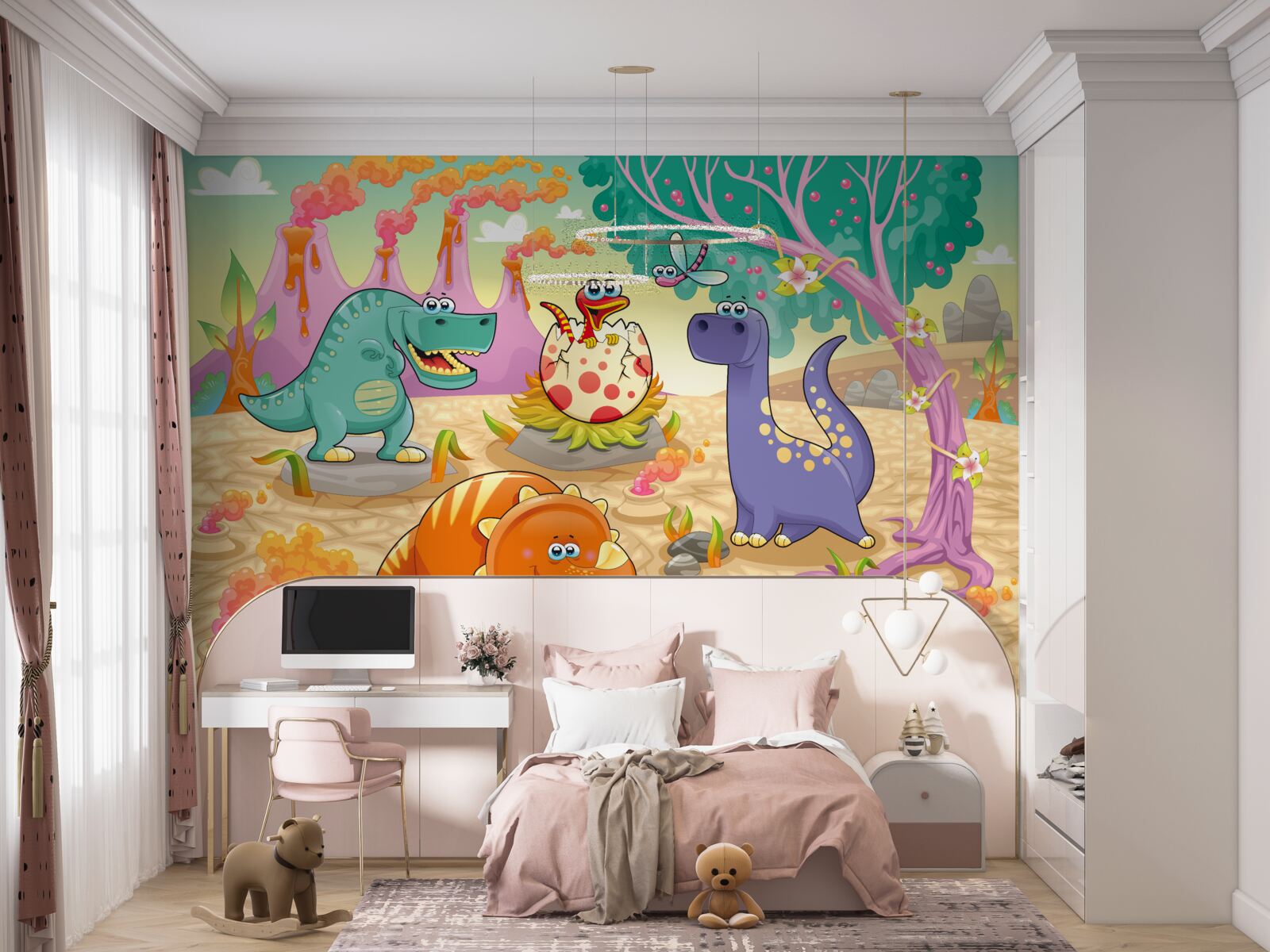 Фотошпалери динозаври на галявині