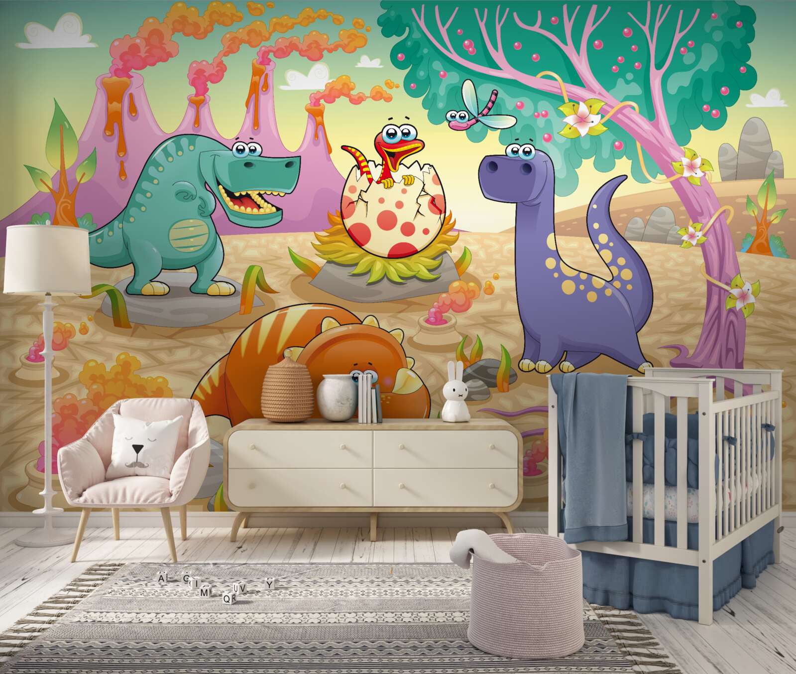 Фотошпалери динозаври на галявині