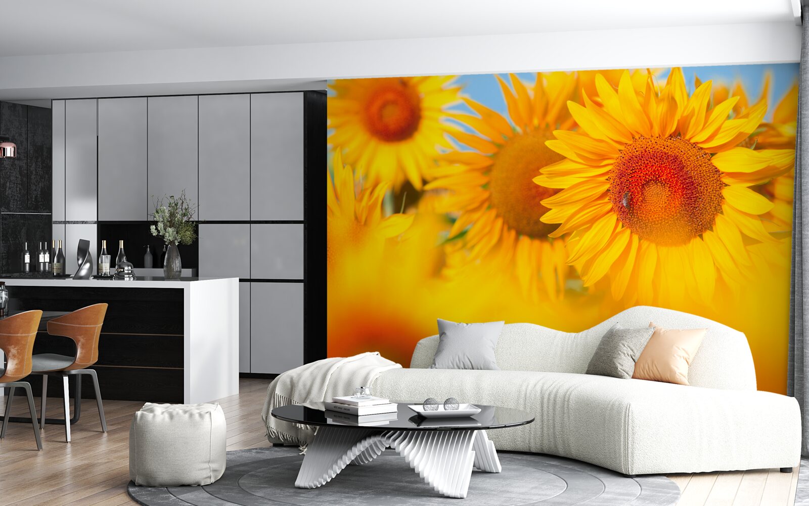 Фотошпалери соняшники під сонцем