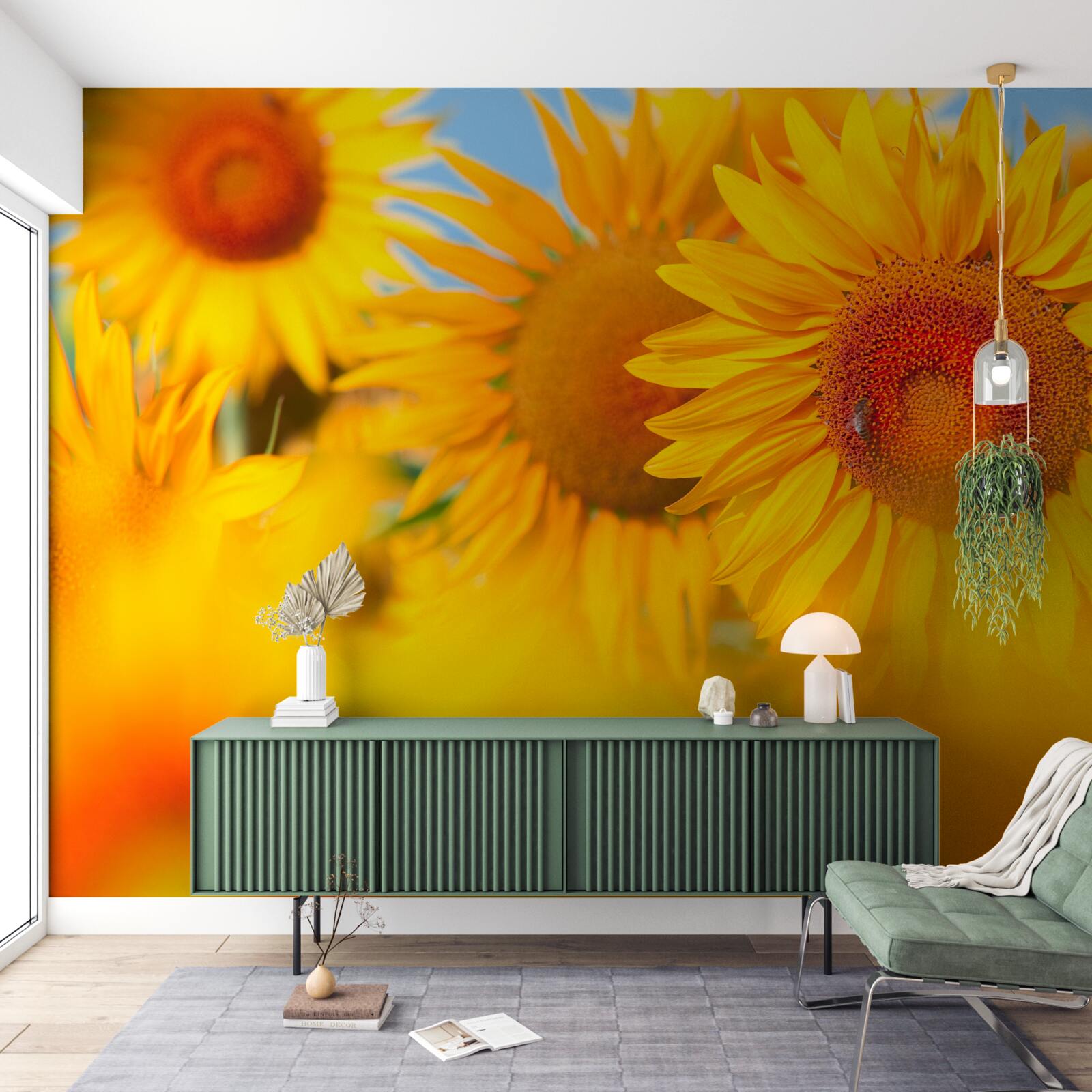 Фотошпалери соняшники під сонцем