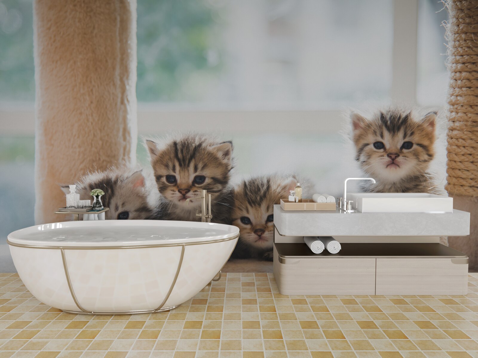 Фотошпалери кошенята шукають маму