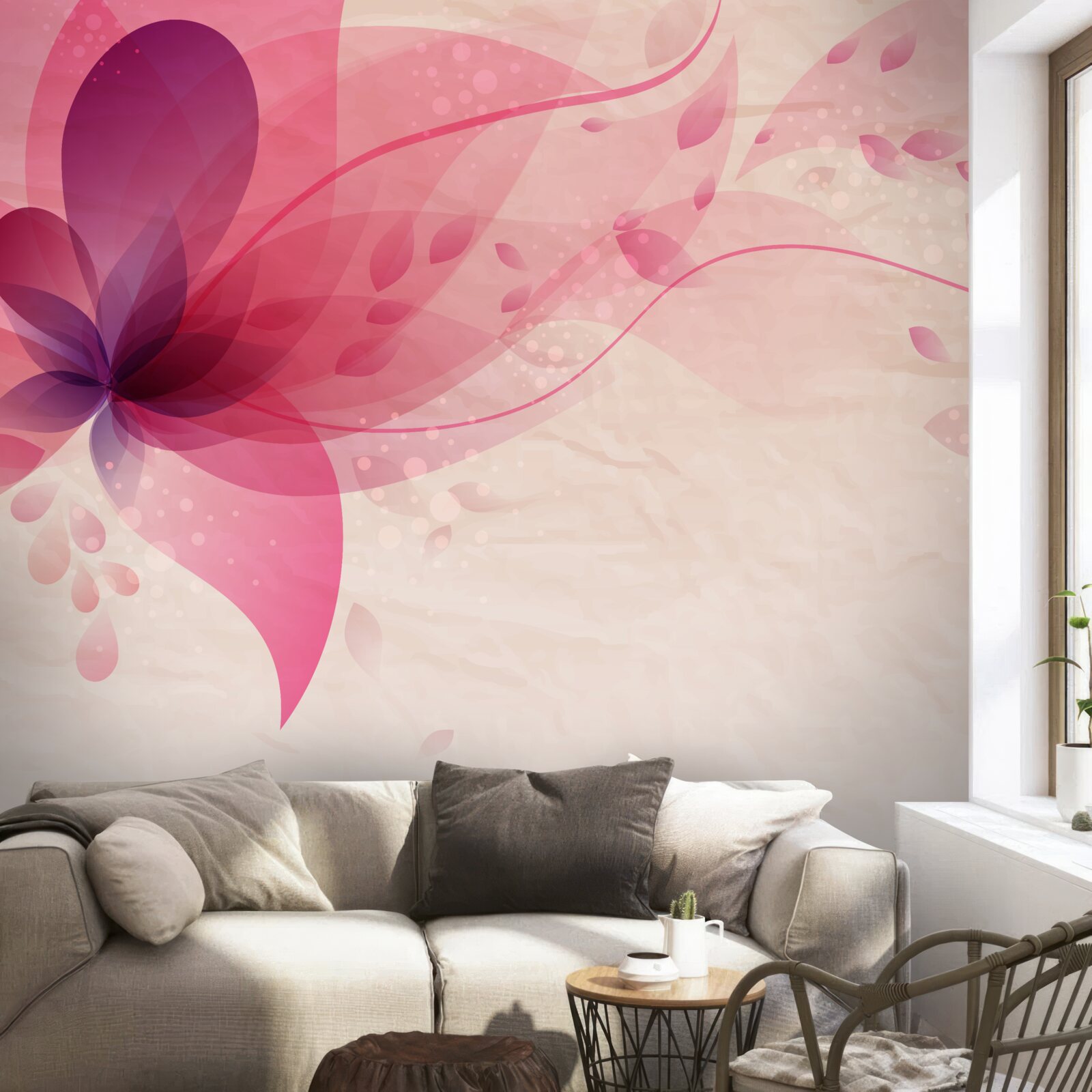 Фотошпалери абстракція квітки лотоса в червоних тонах