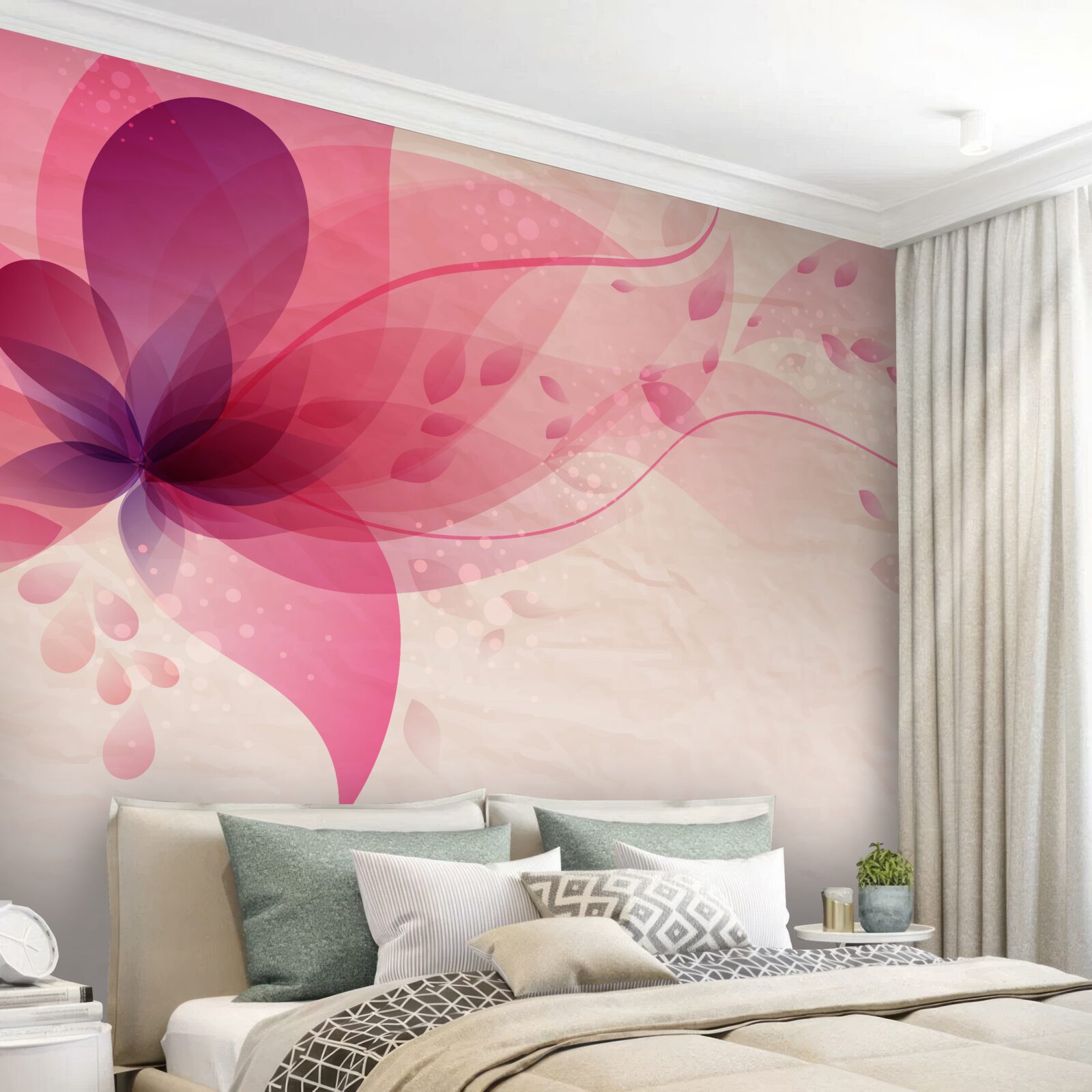 Фотошпалери абстракція квітки лотоса в червоних тонах