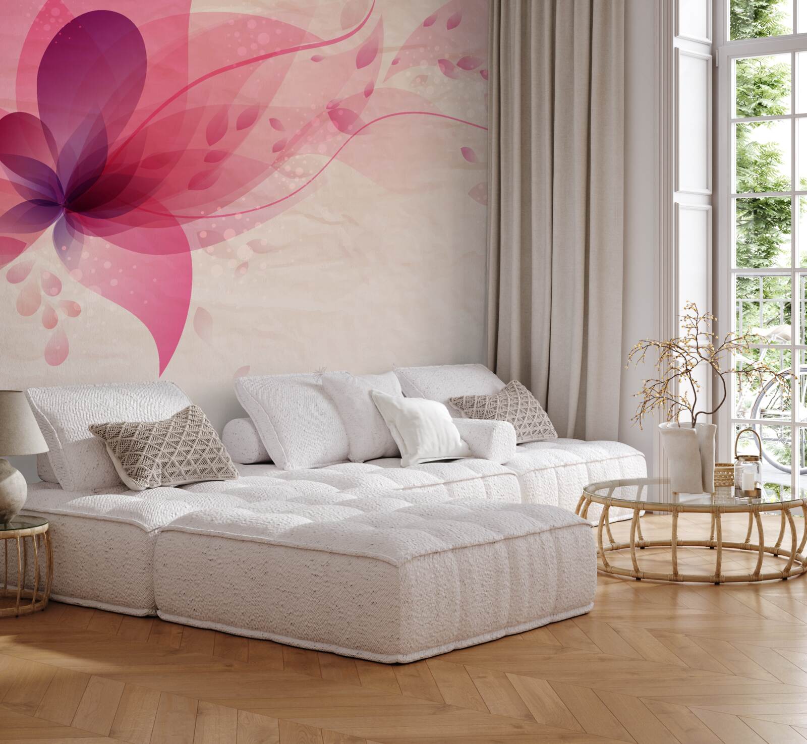 Фотошпалери абстракція квітки лотоса в червоних тонах