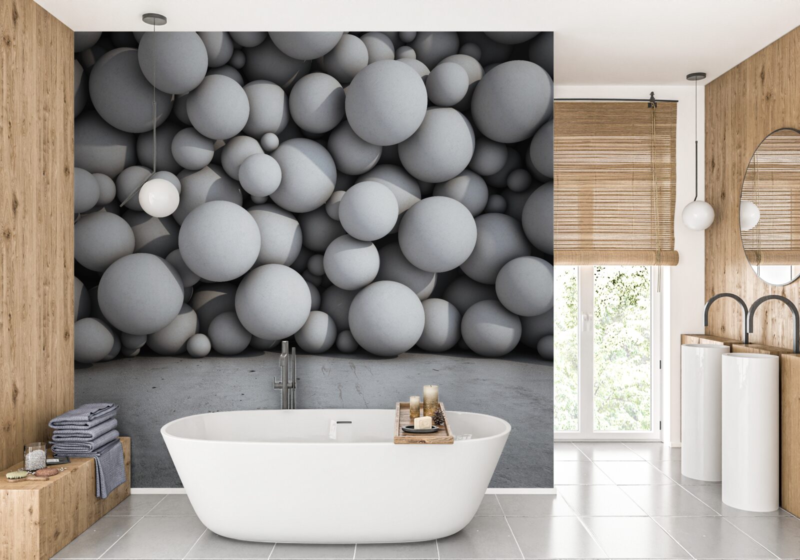 Фотошпалери бар'єр зі срібних кульок, що плавають у повітрі