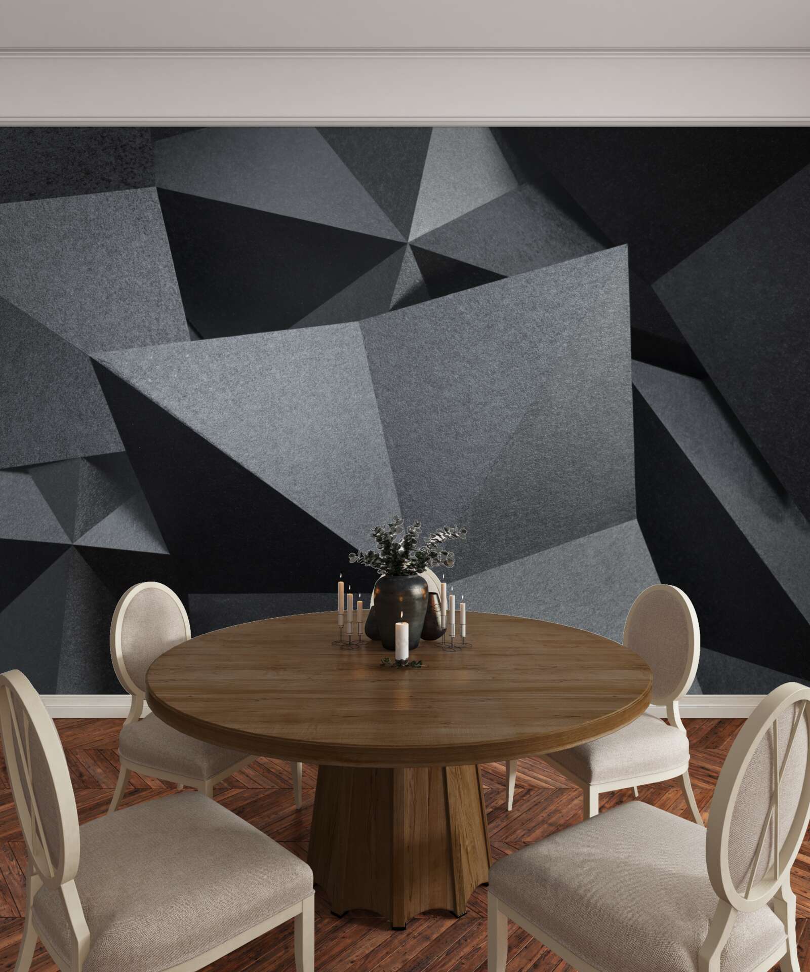 Фотошпалери геометричні фігури на темному тлі