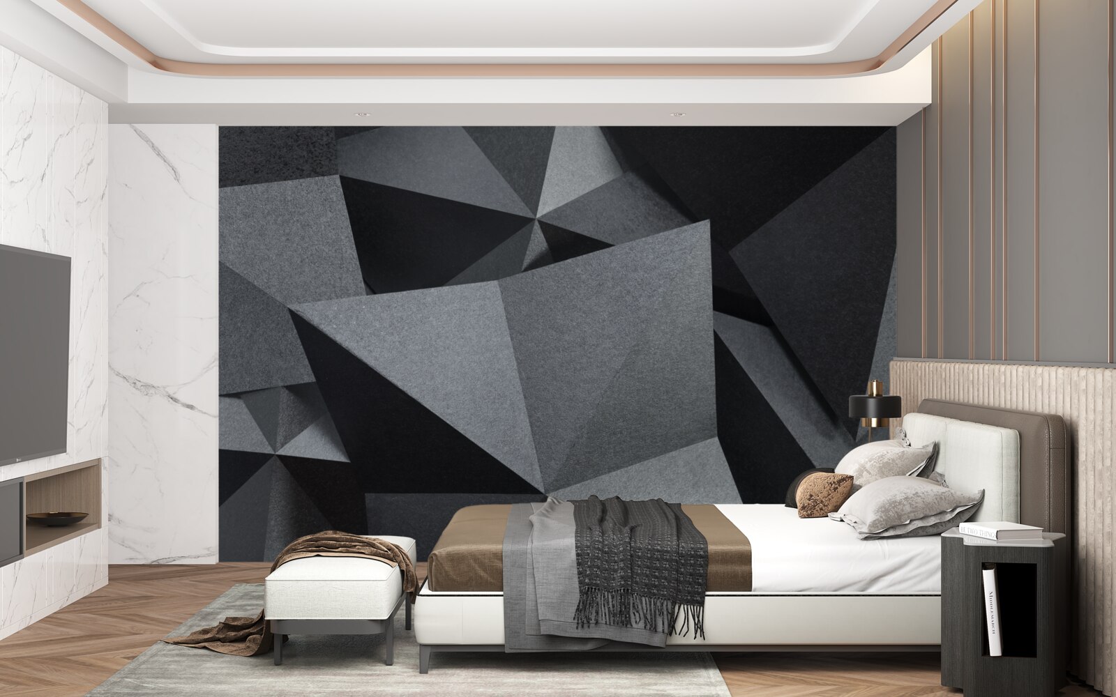 Фотошпалери геометричні фігури на темному тлі