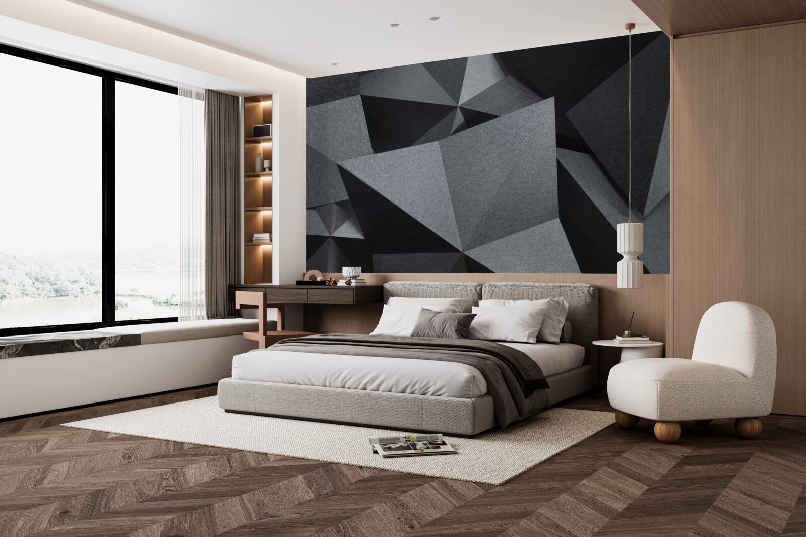 Фотошпалери геометричні фігури на темному тлі