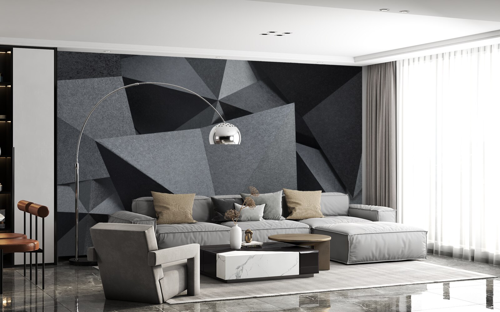 Фотошпалери геометричні фігури на темному тлі