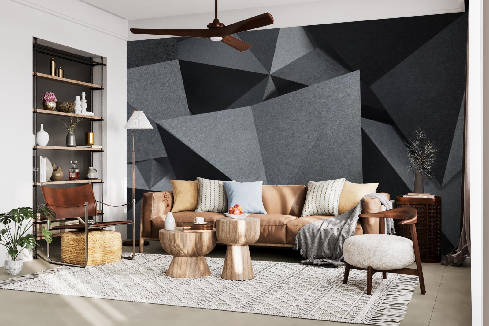 Фотошпалери геометричні фігури на темному тлі