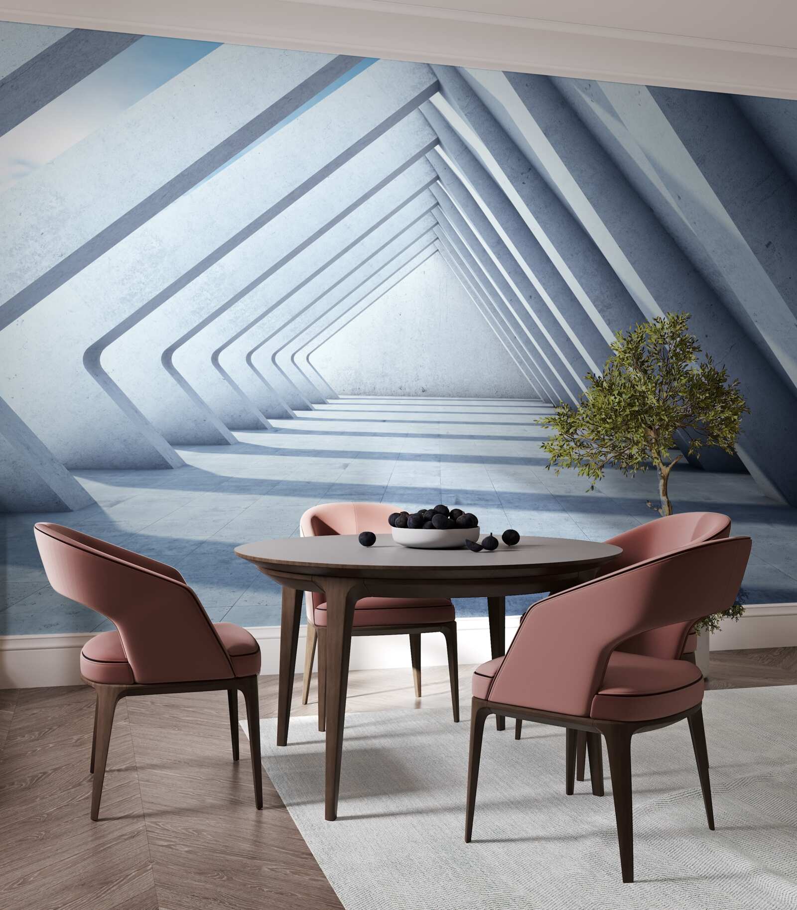 Фотошпалери тунель з трикутних дуг, що тягнеться до нескінченності