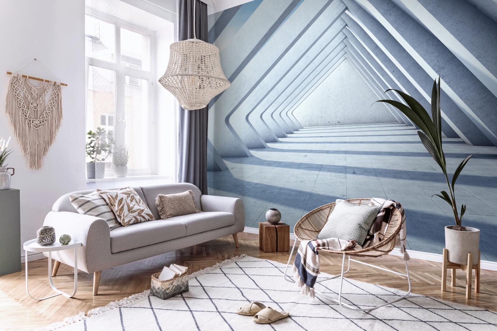 Фотошпалери тунель з трикутних дуг, що тягнеться до нескінченності