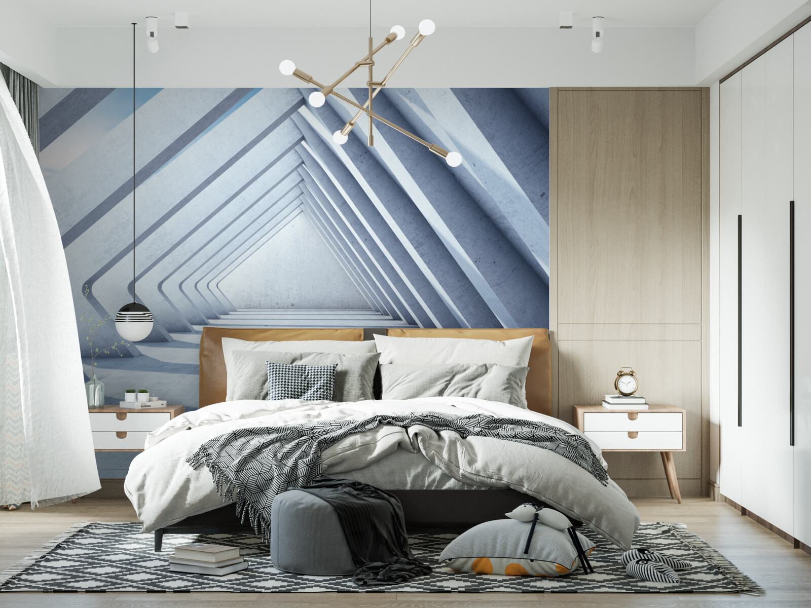 Фотошпалери тунель з трикутних дуг, що тягнеться до нескінченності