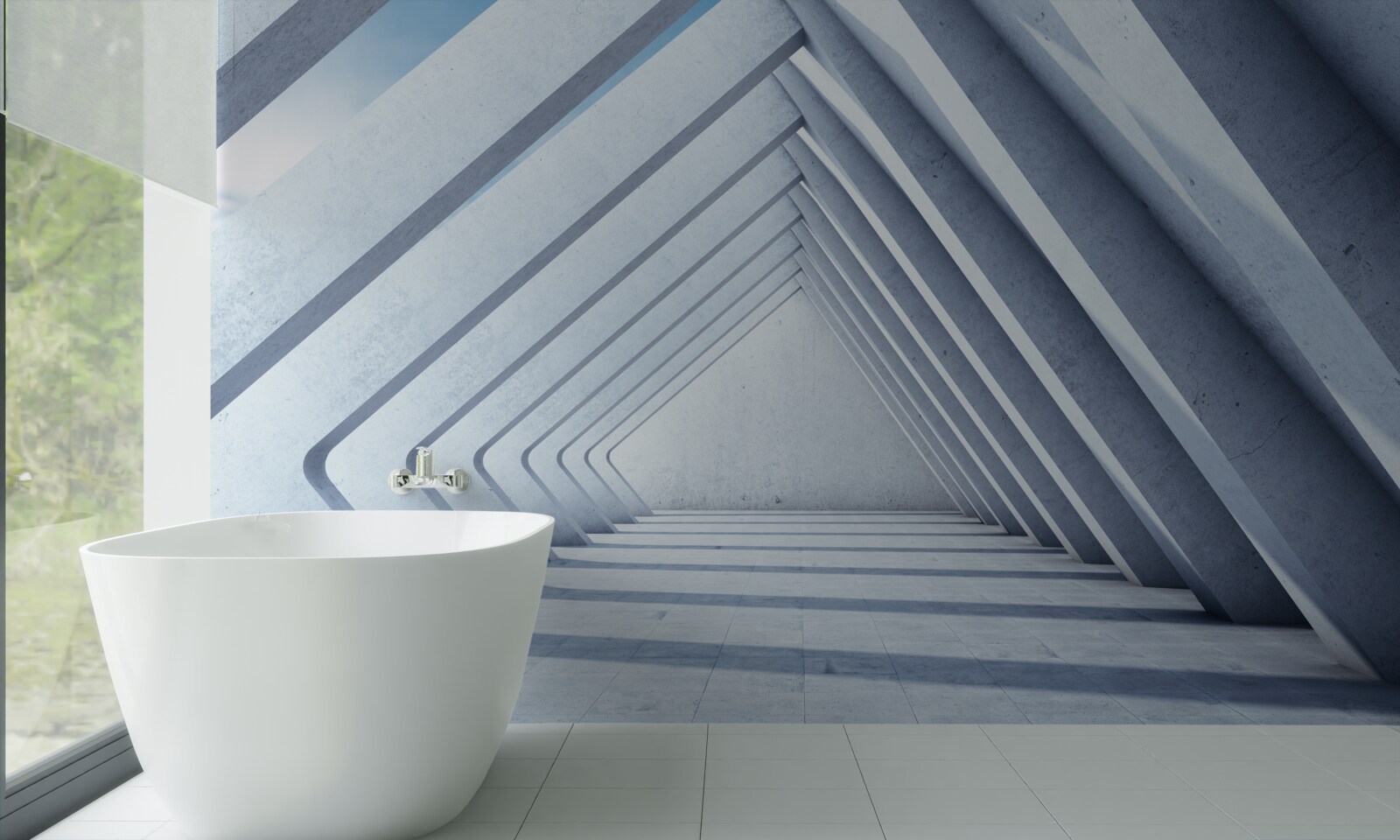 Фотошпалери тунель з трикутних дуг, що тягнеться до нескінченності