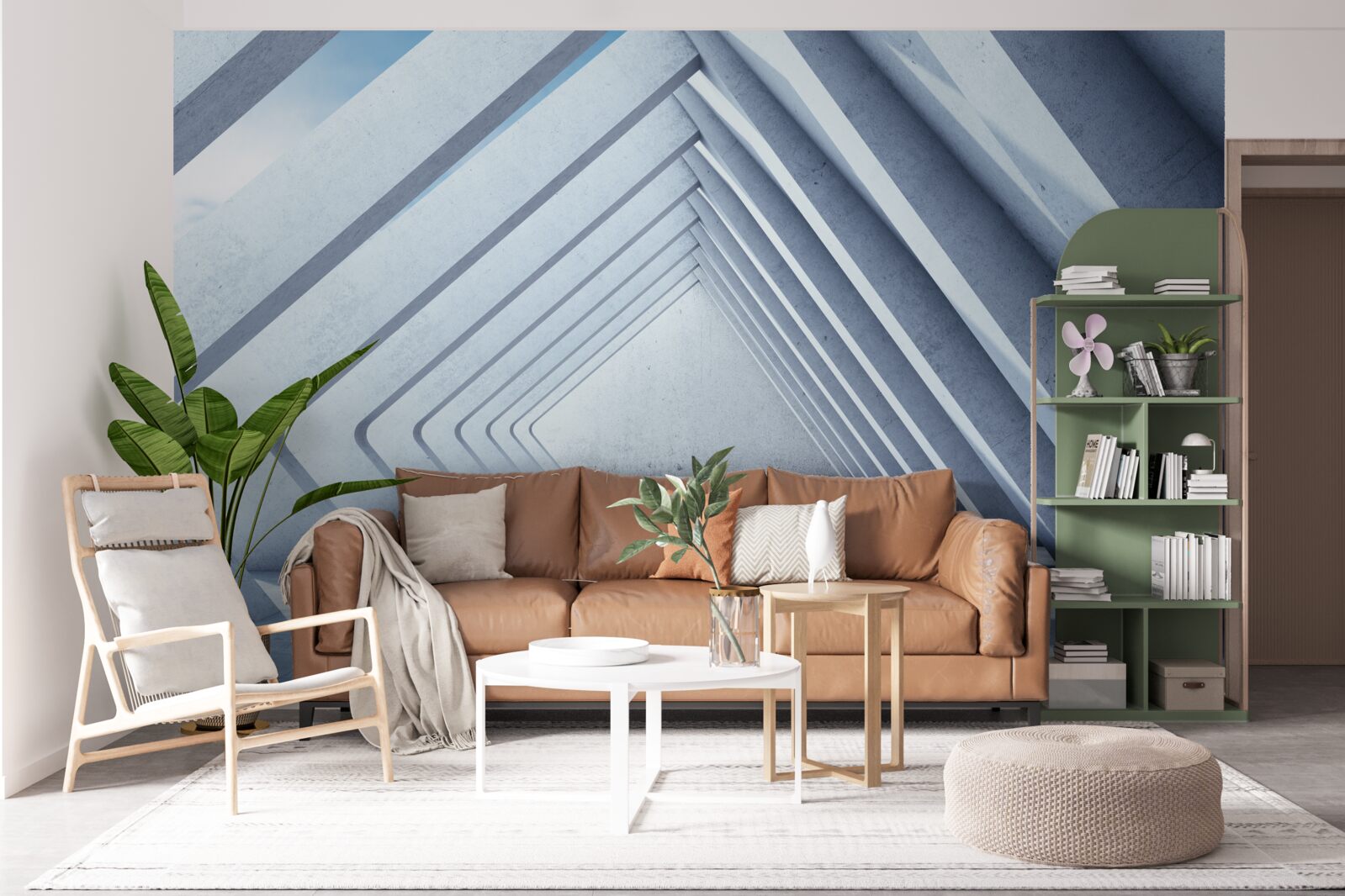 Фотошпалери тунель з трикутних дуг, що тягнеться до нескінченності