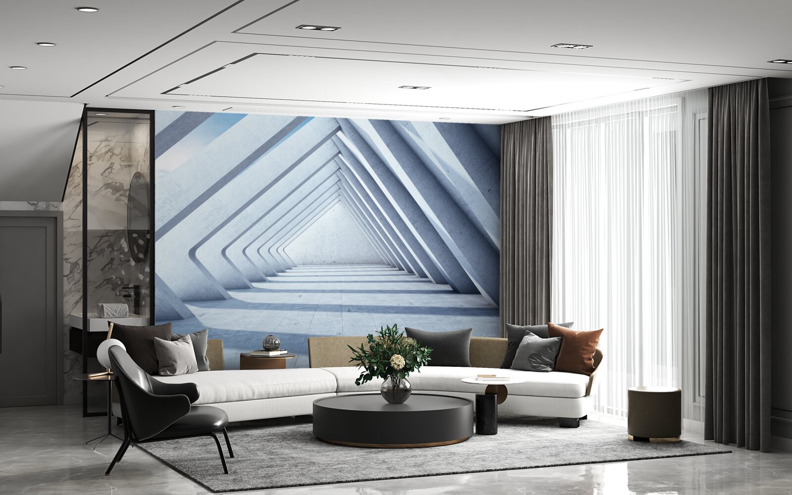 Фотошпалери тунель з трикутних дуг, що тягнеться до нескінченності