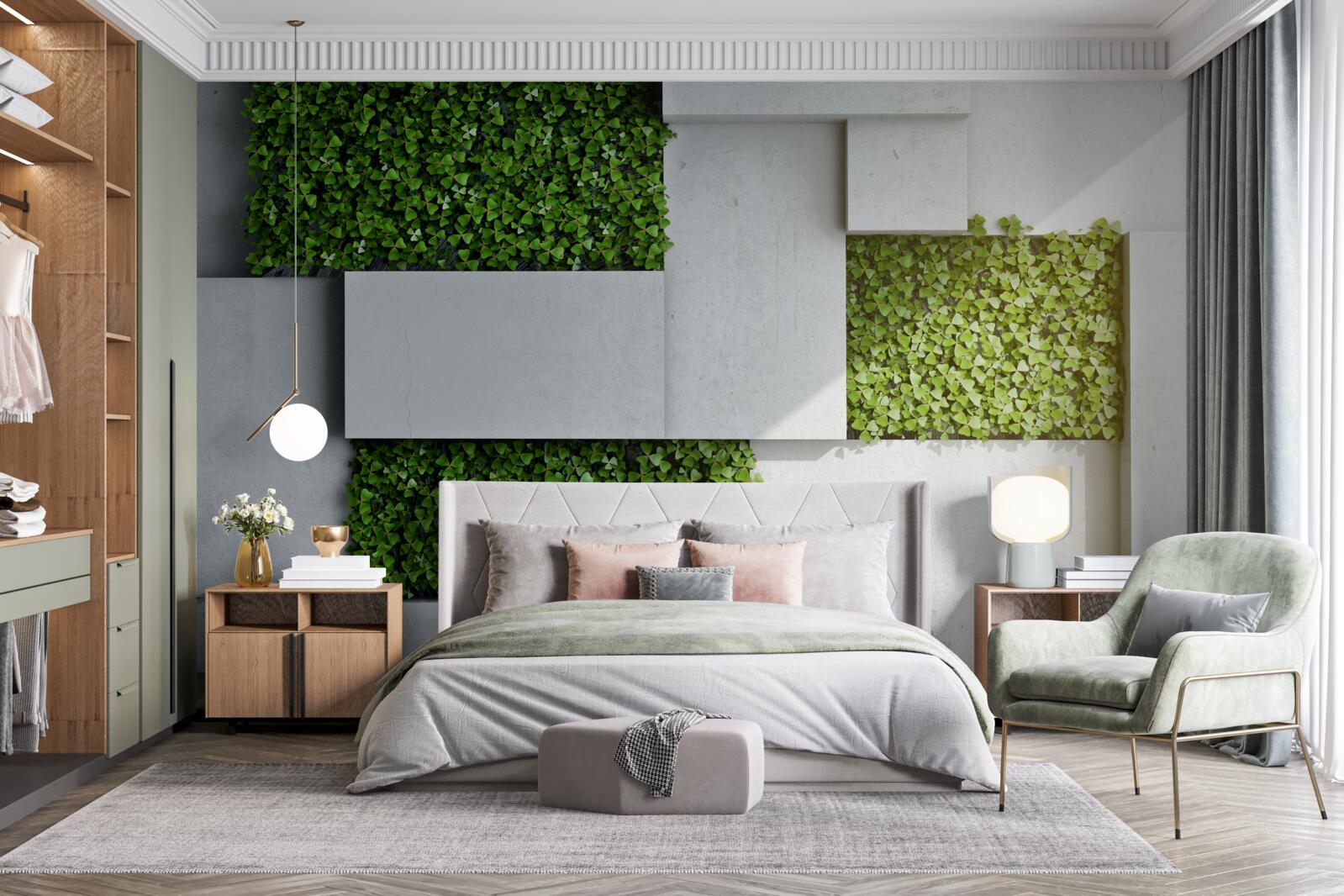 Фотошпалери зелене оздоблення стін