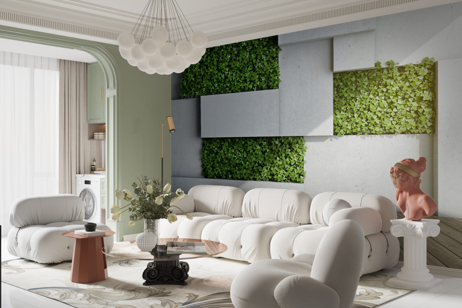 Фотошпалери зелене оздоблення стін