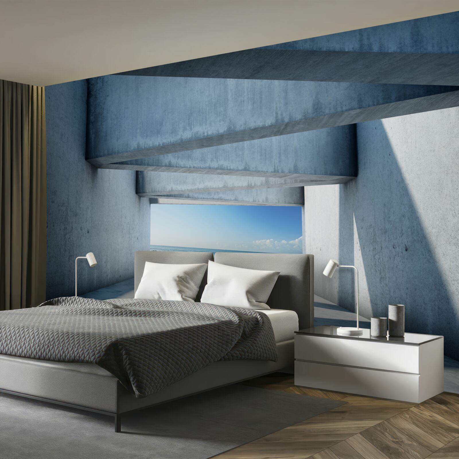 Фотошпалери підлоговий тунель, сформований з бетонних колон