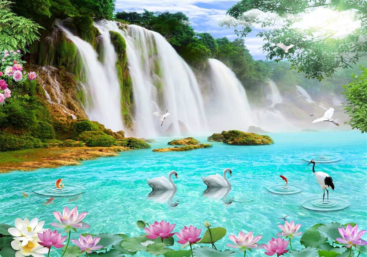 Фотошпалери вода в лебединому водоспаді кришталево блакитна