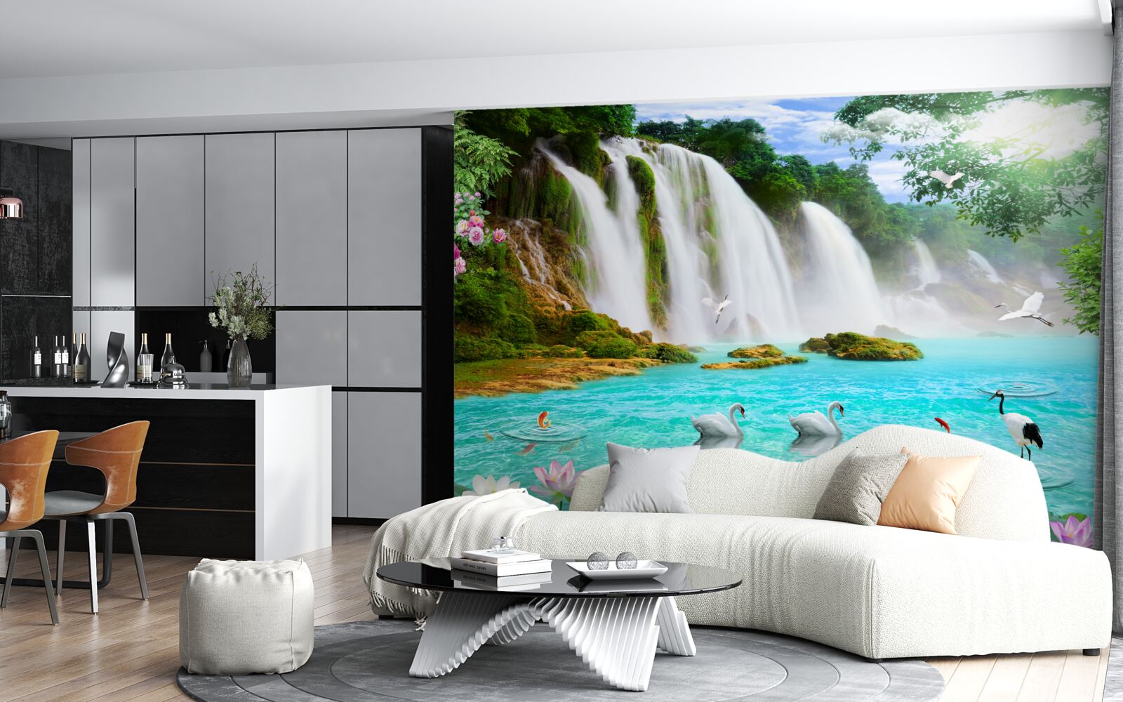 Фотошпалери вода в лебединому водоспаді кришталево блакитна