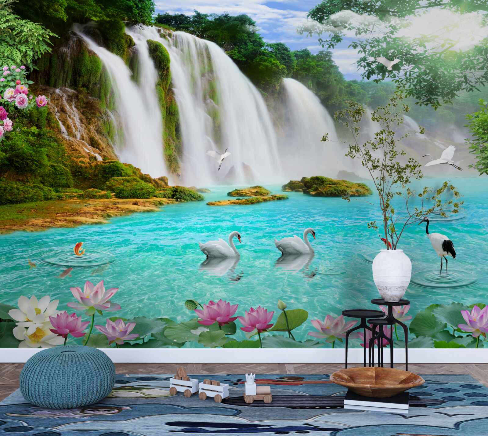 Фотошпалери вода в лебединому водоспаді кришталево блакитна