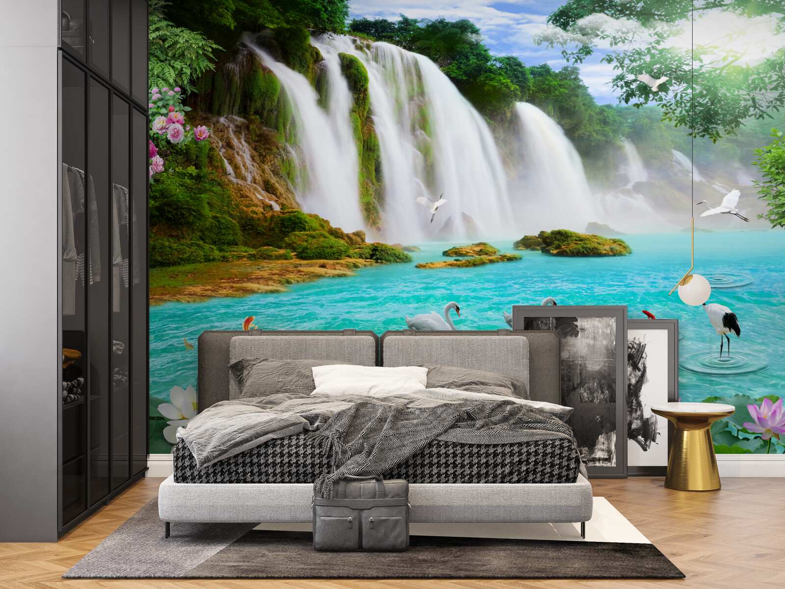 Фотошпалери вода в лебединому водоспаді кришталево блакитна