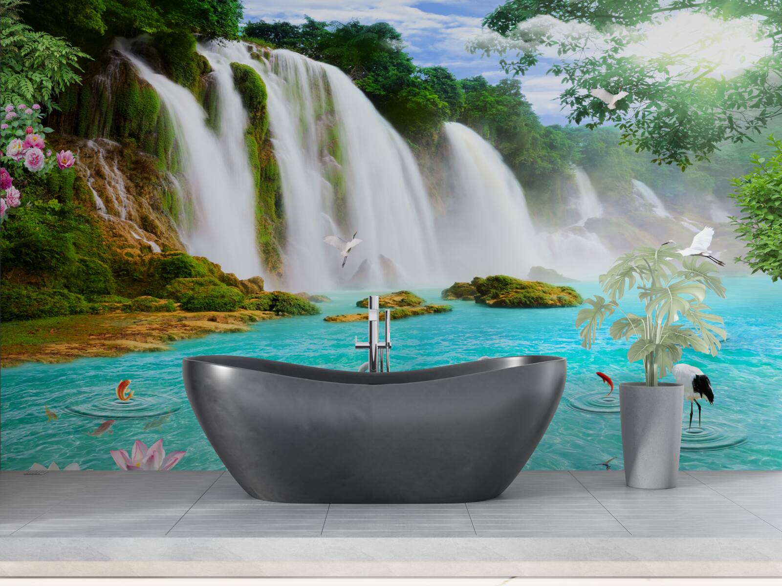 Фотошпалери вода в лебединому водоспаді кришталево блакитна