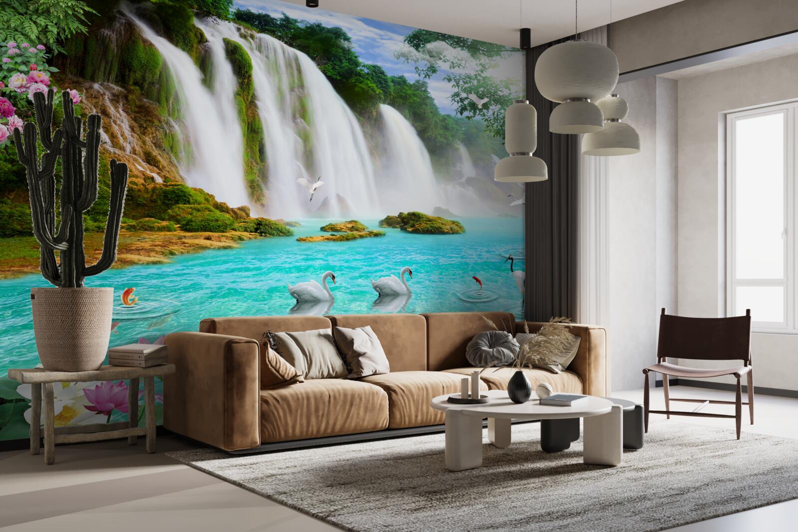 Фотошпалери вода в лебединому водоспаді кришталево блакитна