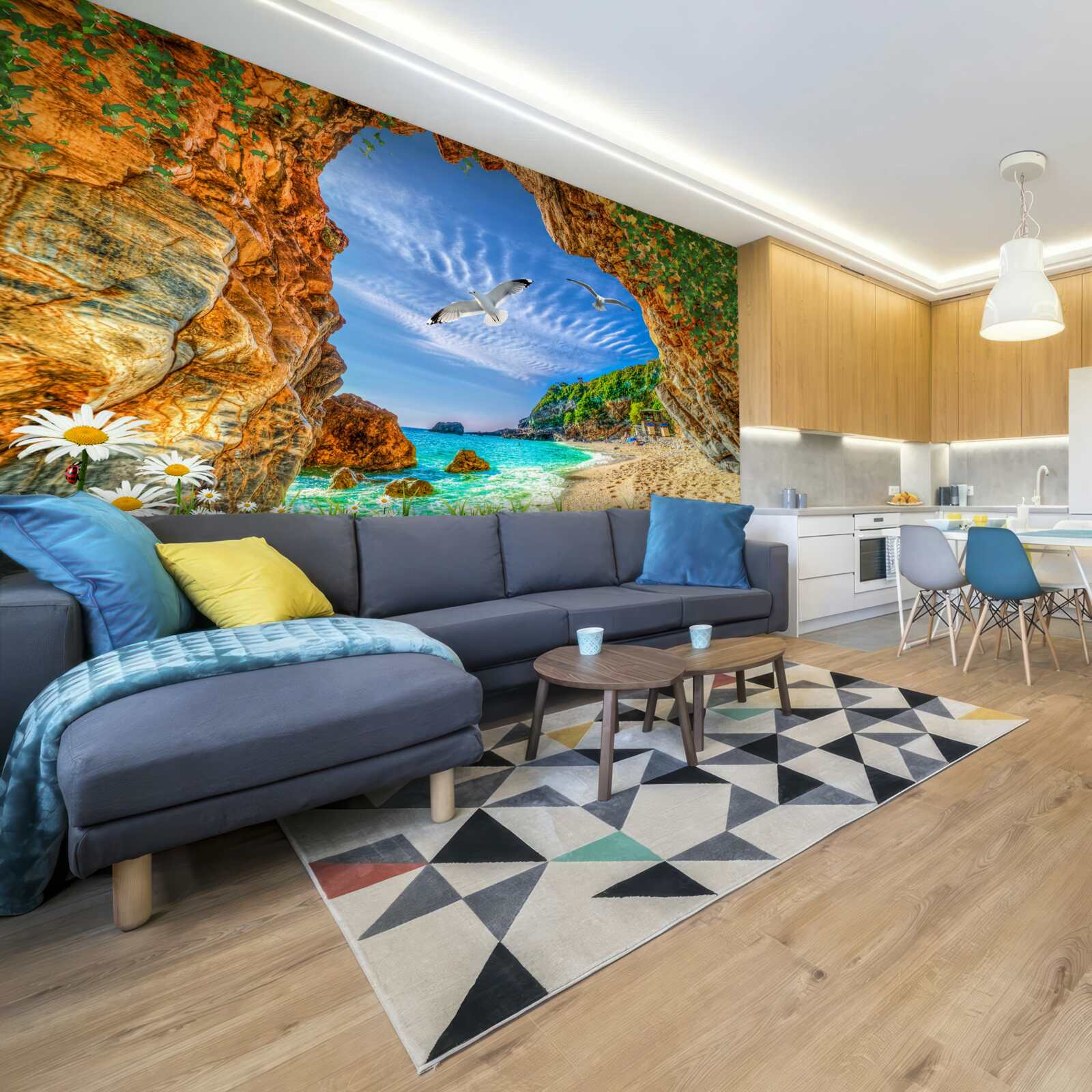 Фотошпалери Погляд на океан і політ галок