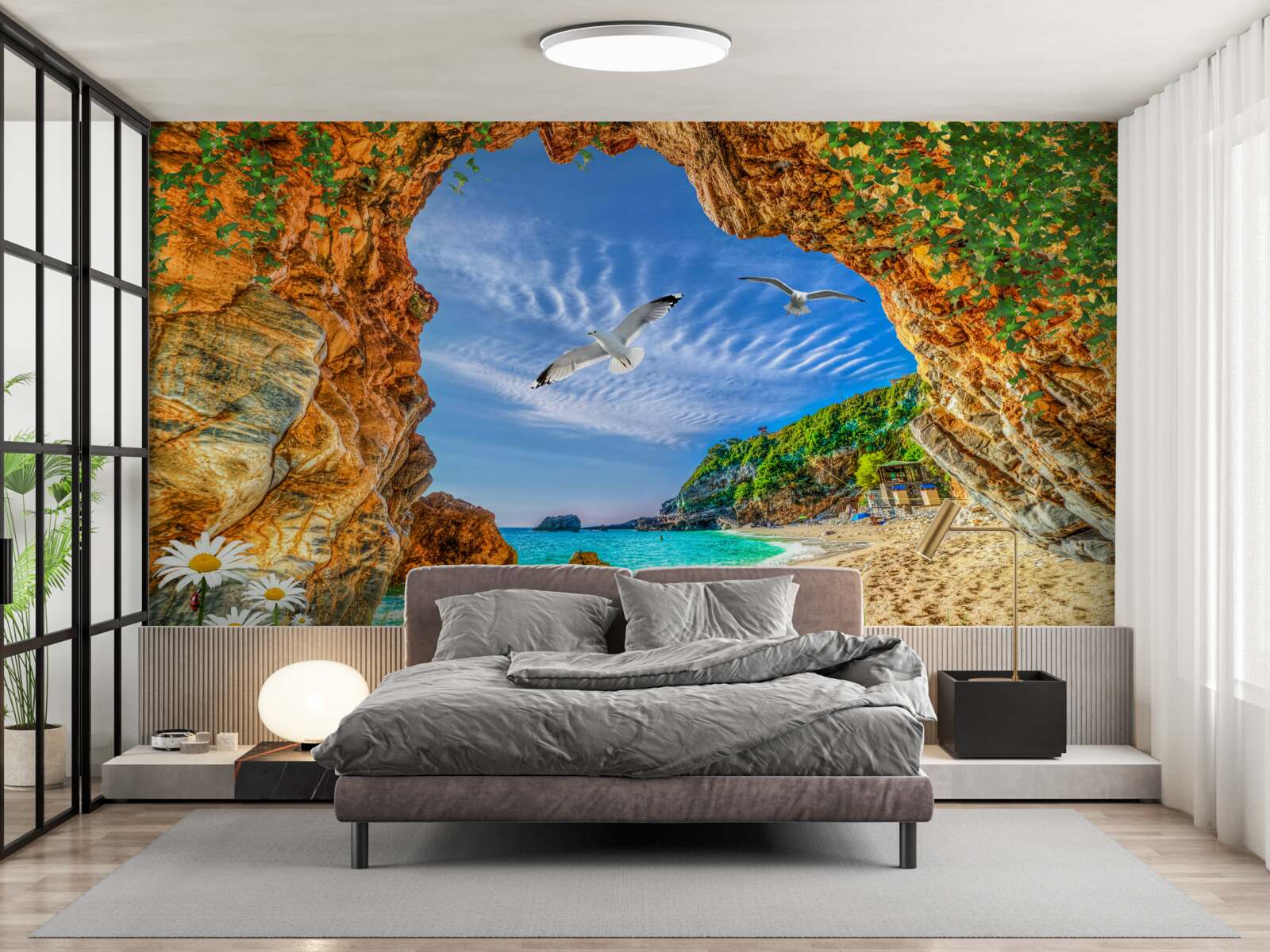 Фотошпалери Погляд на океан і політ галок