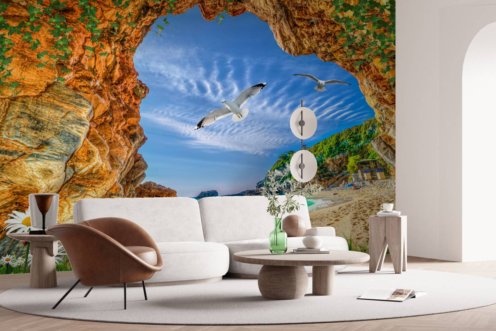 Фотошпалери Погляд на океан і політ галок