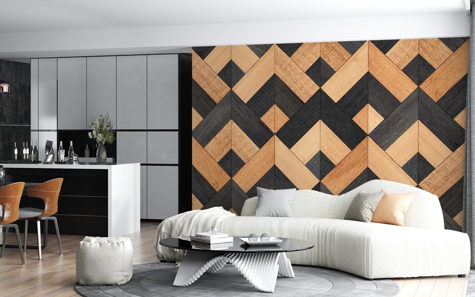 Фотошпалери переплетення темної та світлої деревини