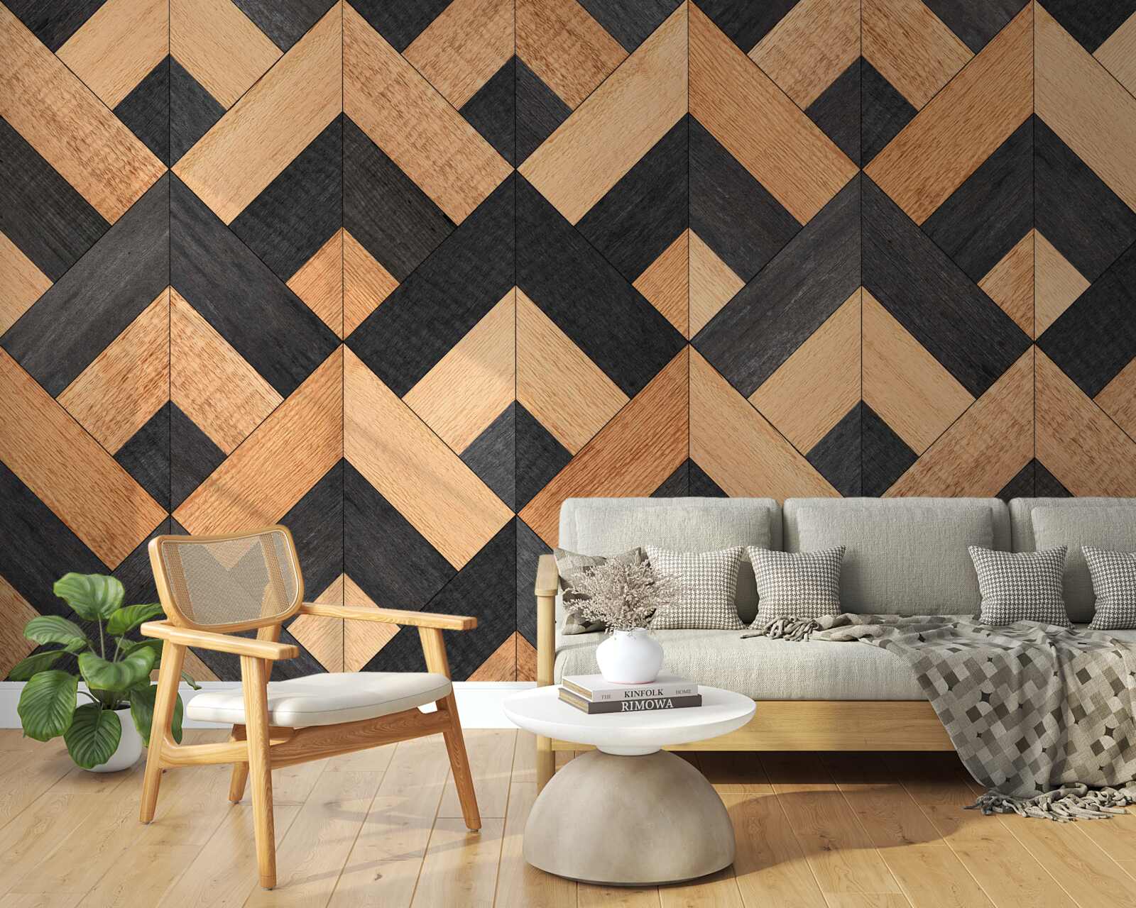 Фотошпалери переплетення темної та світлої деревини