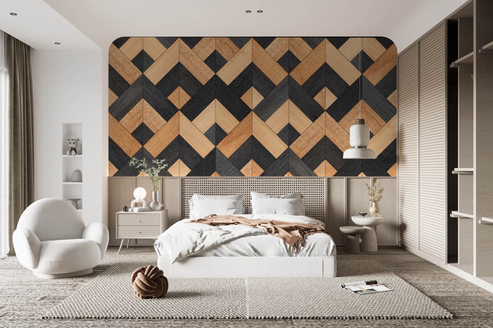 Фотошпалери переплетення темної та світлої деревини