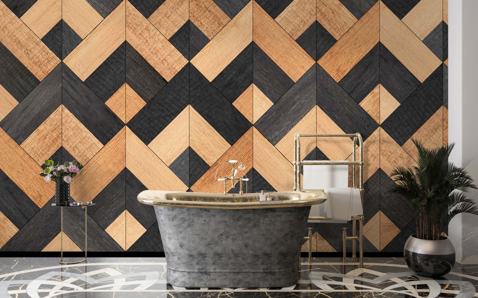 Фотошпалери переплетення темної та світлої деревини