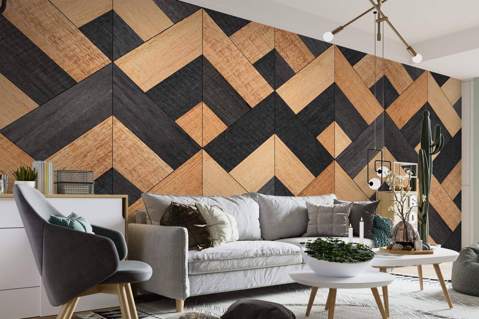 Фотошпалери переплетення темної та світлої деревини