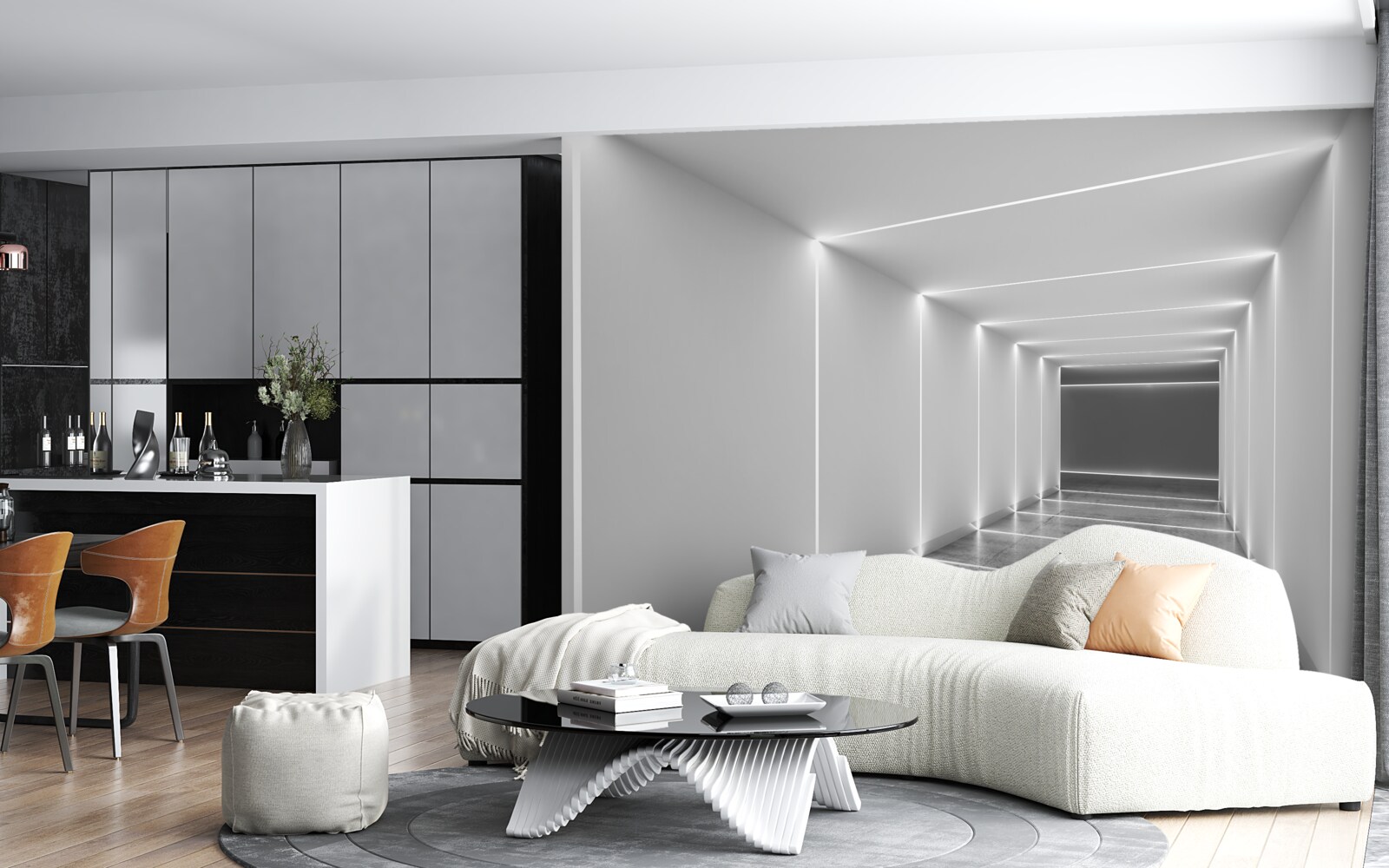 Фотошпалери прохід, освітлений білим світлом