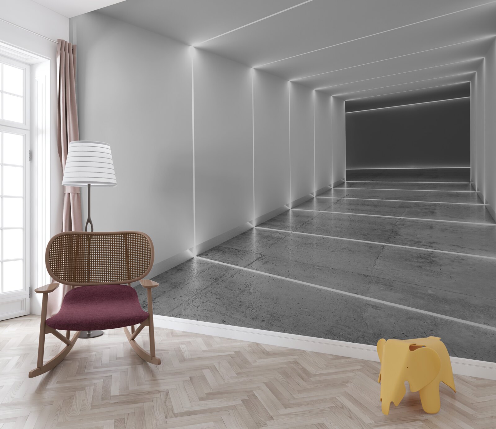 Фотошпалери прохід, освітлений білим світлом